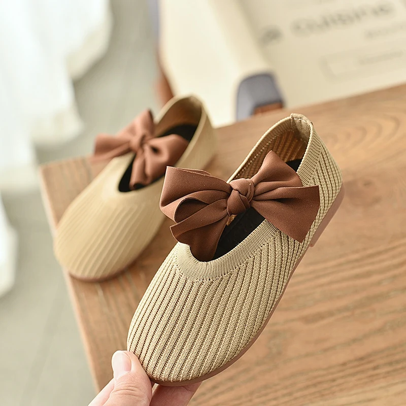

kids Shoes Children Girls kittens bowknot princess Shoes 3 colors 21-30 Toddler Girls Soft Bottom Shoes