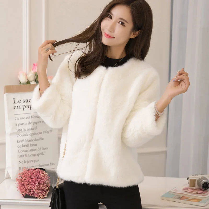 

Autumn And Winter New Style Korean-style Rabbit Fur Faux Fur Short Coat Women's Slim Fit Thicker Version