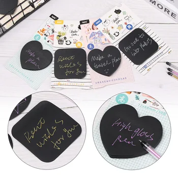 

Black Color Sticky Note With Fluorescent Pen Set Office Stationery Self-Adhesive Note Pads Highlighter Planner Stickers