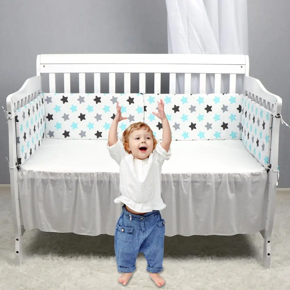 

QWZ Baby Nursery Nordic Stars Baby Bed Thicken Bumper One-piece Crib Around Cushion Cot Protector Pillows Newborns Room Decor