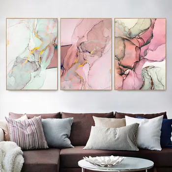 

Nordic Colorful Scandinavian Painting Marble Texture Canvas Poster Pink Ink Art Print Wall Pictures For Living Room Office Decor