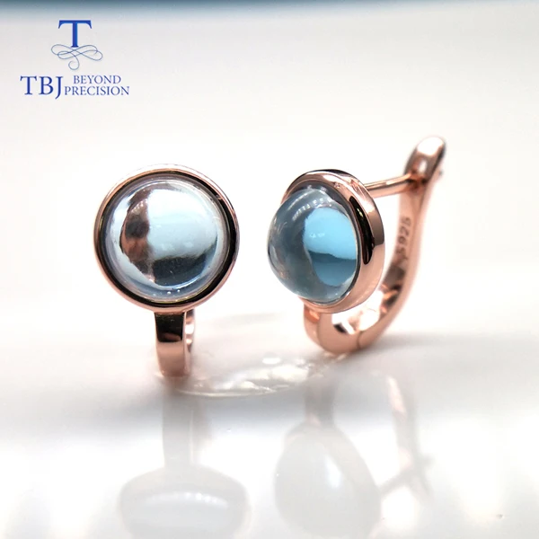 sky topaz earrings Серьги с застежкой из натурального небесно-голубого топаза, серебро 925 пробы, простой дизайн, серьги из розового золота, хорошее ювелирное изделие для девушек, повседневная одежда - Цвет камня: sky topaz earrings