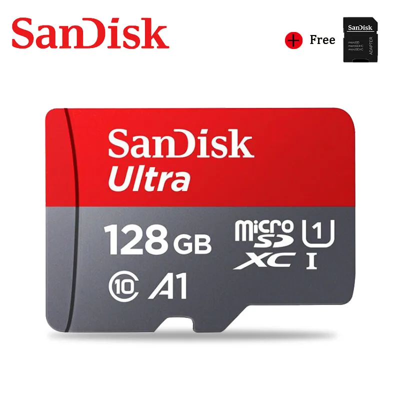 Двойной Флеш-накопитель SanDisk Memory Card A1 400 Гб 256 ГБ 200 ГБ 128 Гб 64 ГБ, Micro sd карта, Class10 32 Гб оперативной памяти, 16 Гб встроенной памяти, карта памяти Microsd TF/SD флеш-карта для смартфона - Емкость: 128GB Adp