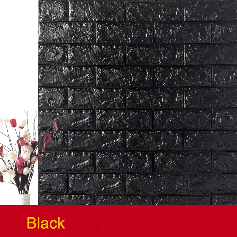 10 шт. самоклеющиеся водонепроницаемые ТВ фон кирпичные обои 3D настенные наклейки для гостиной обои для спальни декоративные - Цвет: Black