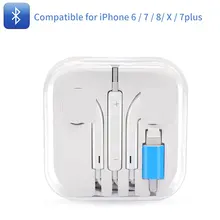 Наушники-вкладыши Bluetooth, проводные наушники, спортивные стерео бас наушники, совместимые с iPhone 6 7 8X7 Plus i7P