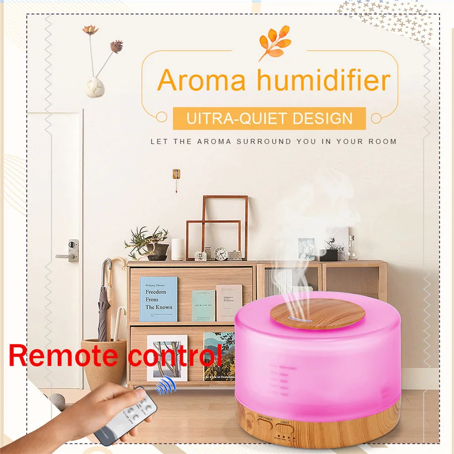 500ML Aromatherapy Diffuser Air Humidifier with LED Night Light for Home Room Ultrasonic Cool Mist Aroma Essential Oil Diffuser