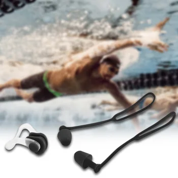

Silicone Diving Swimming Protector Earplugs Nose Clip Sports With Rope Non-toxic Comfortable Waterproof Surfing Nose Clip