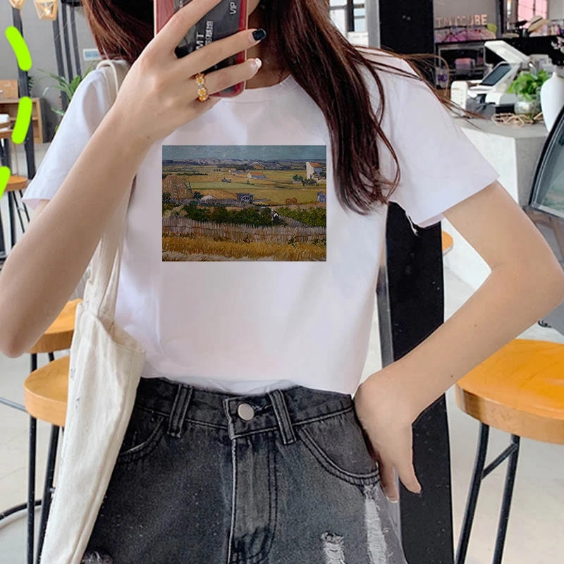 Summer Casual Women T shirts Portrait of Van Gogh Printed Fashion clothing Harajuku Casual Korean Style Tops female Tee