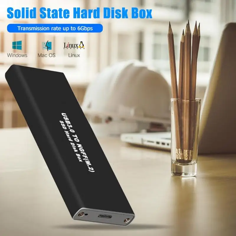M.2 NGFF SSD мобильный жесткий диск чехол USB 3,0 твердотельный жесткий диск коробка Высокая скорость 6 Гбит/с внешний корпус чехол для ПК ноутбука