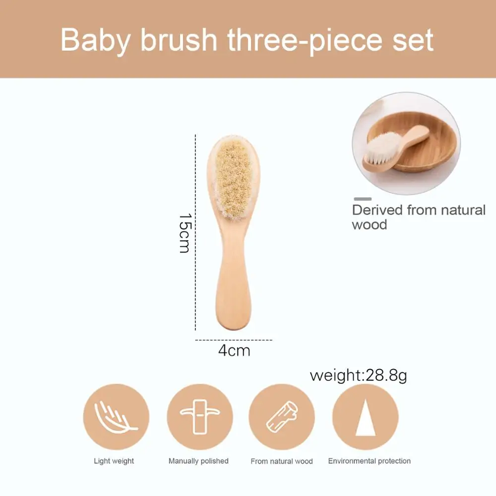 Newborn Wooden Brush Baby Boy Girl Soft Hair Brush Head Massager New Handle Wool Natural Comb Kids Hairbrush hair brush comb,baby hair comb