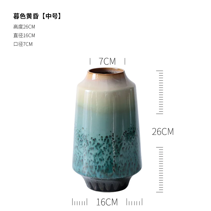 Creative modern Nordic ceramics Retro vase Flower arrangement accessories Decorative ornaments Home living room desktop - Цвет: 26x16cm