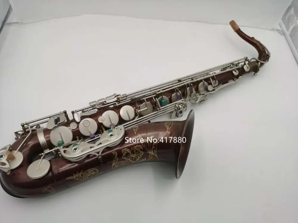 Professional Brand Tenor Saxophone Bb Antique copper Flat Sliver Keys Musical instrument With Accessories Free Shipping | Спорт и