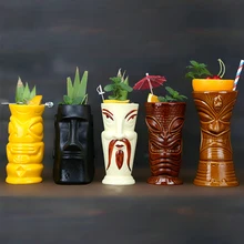 Гавайские кружки Tiki, Коктейльная чашка, пивная кружка для напитков, кружка для вина, керамическая Пасхальная кружка Tiki, кружки отлично подходят для коктейльных напитков