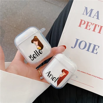 

Clear Funda Cover For airpods 2 Case Earphone Accessories Airpod Pro Cases Girl Cute Princess Belle Mermaid Tiana Jasmine