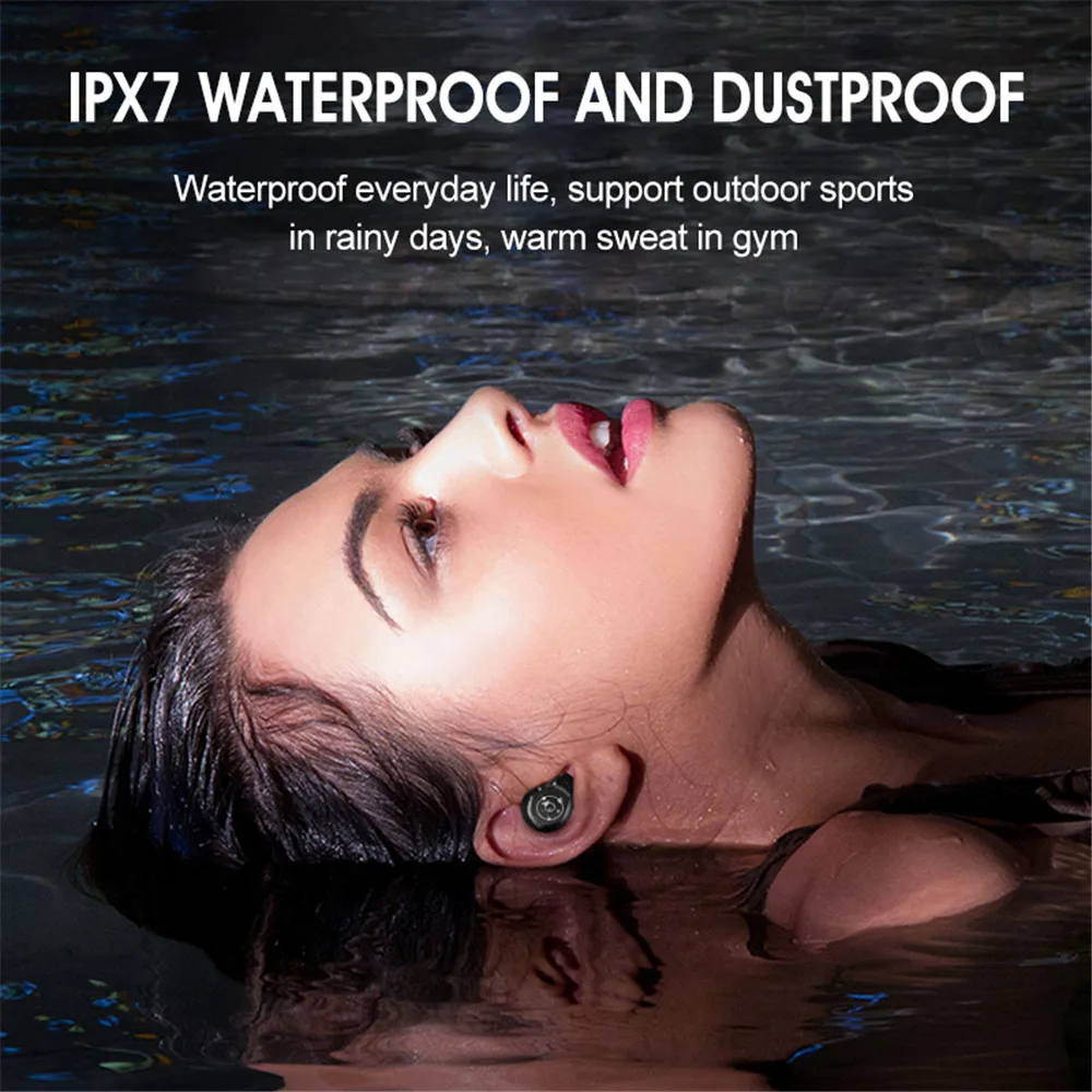 EWA Bluetooth Earphones Mini LED Display Headphones Stero Sound 2000mah Power Bank Wireless Headsets Sport with Microphone