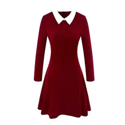 Joineles, Осеннее офисное ретро платье с длинными рукавами, винно-красный цвет, хлопок, винтажное платье, 60 s, рокабилли, Свинг, vestidos robe