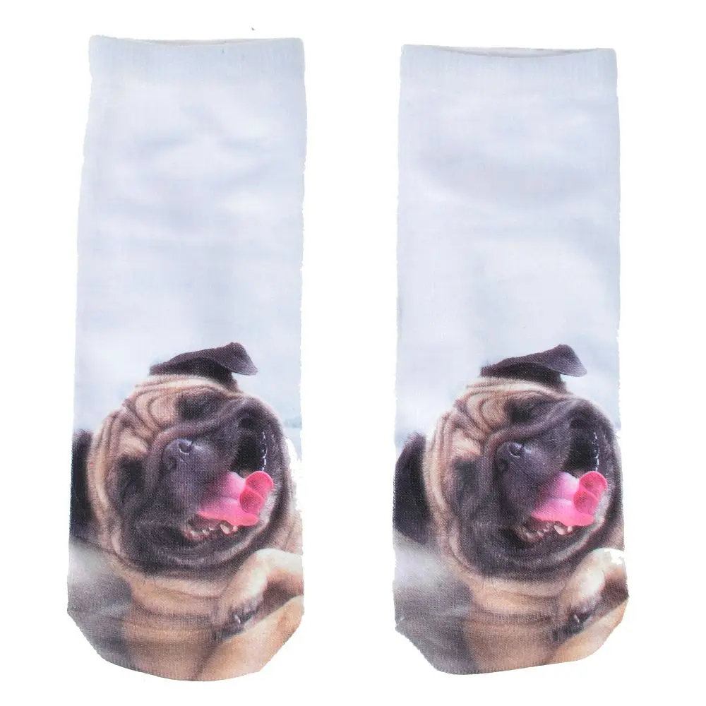 New 3D Printed Women Socks Cotton Sock Fashion Unisex Animal Socks Cut Dog Meias Female Funny Low Ankle Sock