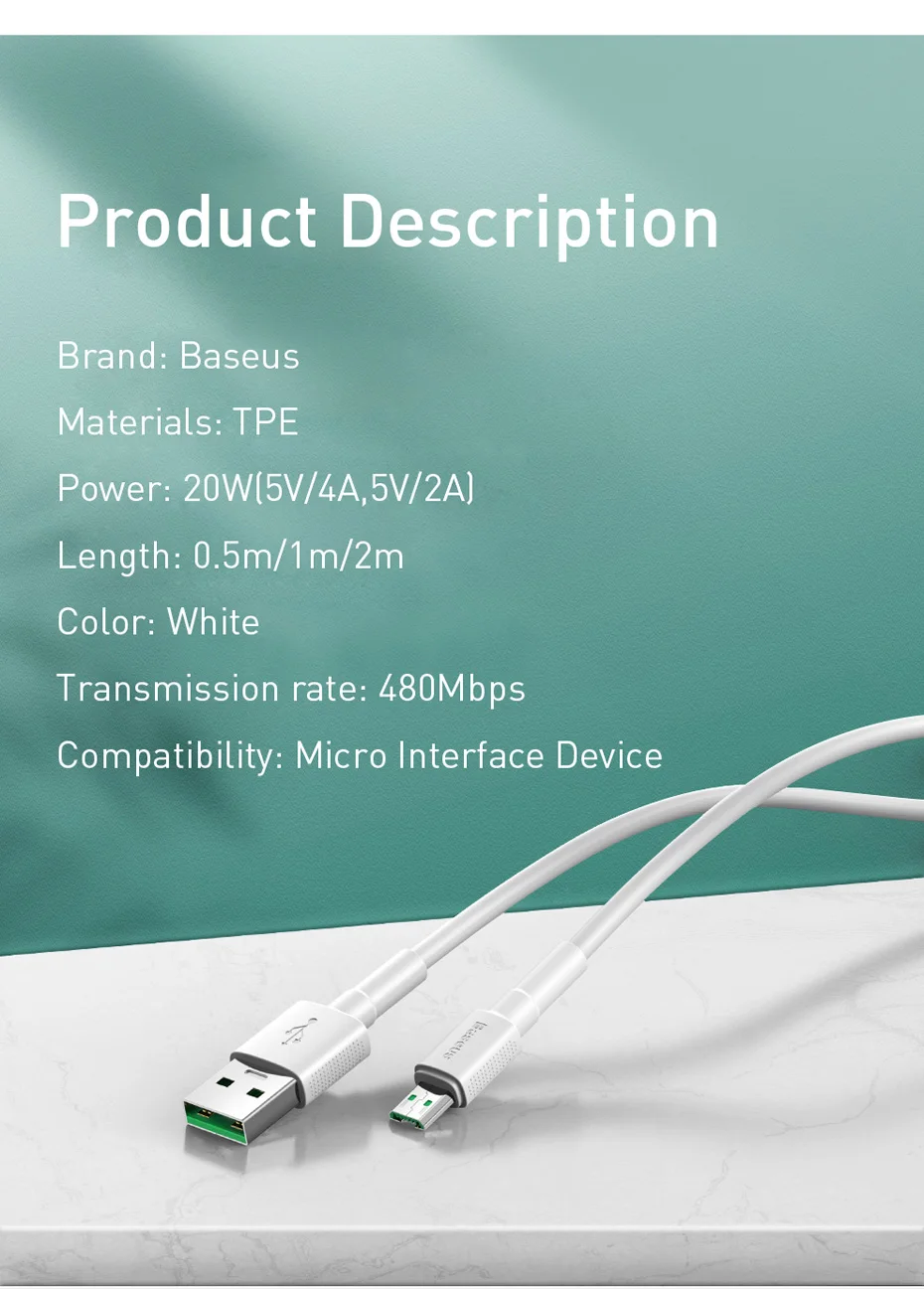 Baseus 4A кабель Micro USB для быстрой зарядки для OPPO поддержка VOOC Быстрая зарядка Micro USB провод для Xiaomi Redmi samsung шнур 2 м кабель