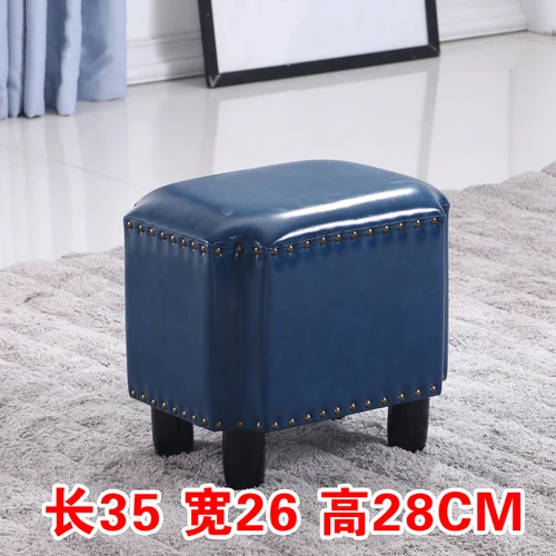 Антикварный кожаный квадратный табурет бытовой диван модный креативный silla para maquillaje туалетный стул мебель скамейка - Цвет: D 35cm26cm28cm