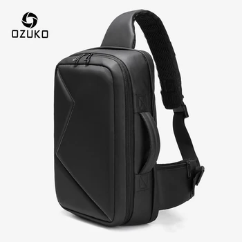 

OZUKO Men 12.5 inch iPad Large Capacity Crossbody Bag Waterproof Messenger Shoulder Bag Chest Pack Business Sling Bags for Male