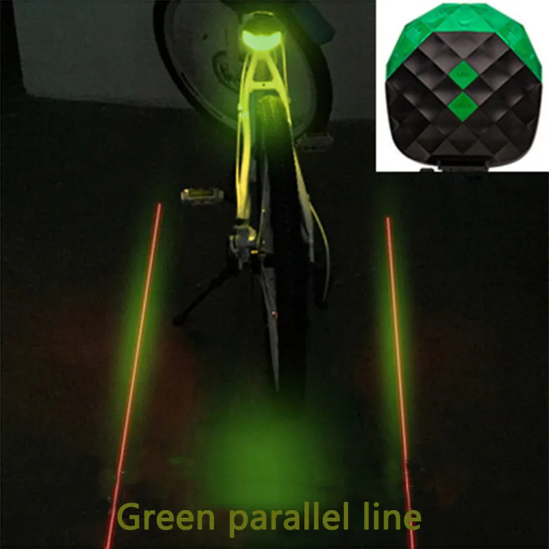 green parallel lines Мульти светильник ing режимы велосипедные фары светодиодный лазерный велосипедный светильник Алмазный задний светильник задние фары велосипеда для гор велосипедный подседельный штырь - Цвет: green parallel lines