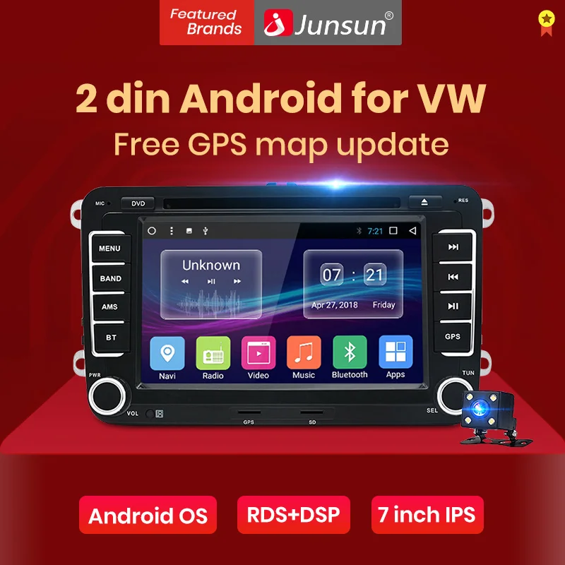 Junsun " 2 din android-автомобильный DVD Радио для VW/Golf/Passat/поло/Tiguan /Skoda/Fabia/Rapid/Seat/Леон gps 3g Wi-Fi Авторадио