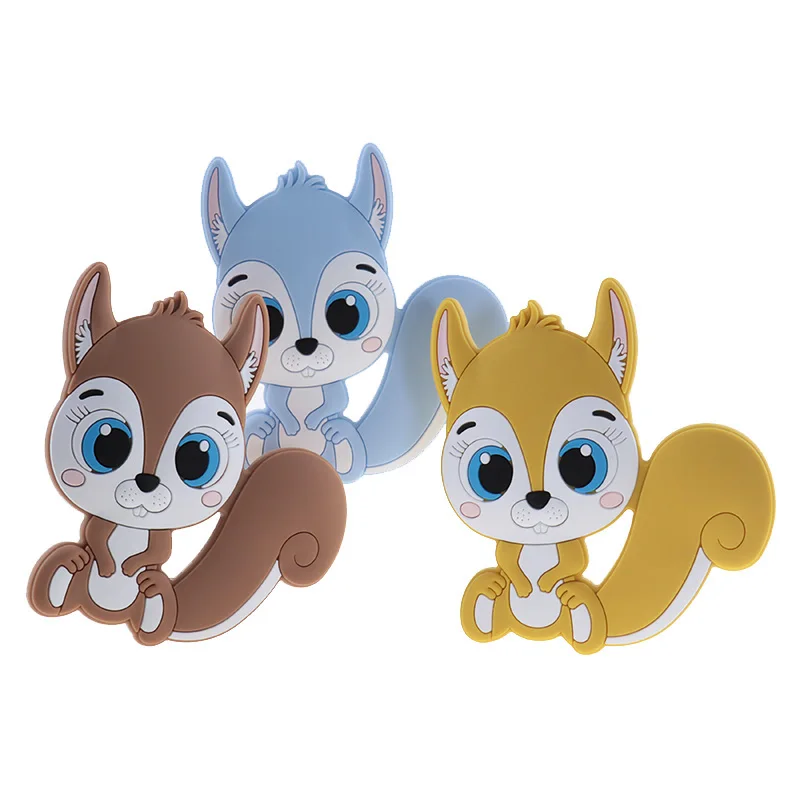 10pcs Silicone Squirrel Baby Teether Cartoon Rodent Pendant Bpa Free Nursing Tiny Animal Newborn Chewing Teething Necklace Toys