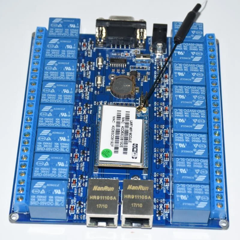 Smart Home Automation Things Of Internet Rs232 Rj45 Port Wifi Relay Module Board 16 Channel Relays P2P Wifi Antenna(Eu Plug)-Hot