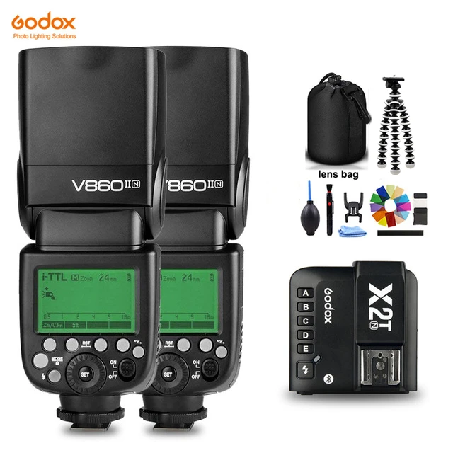 2xV860IIN and X2T-N Godox V860II V860IIN ttl HSS литий-ионный аккумулятор Speedlite Flash с X2T-N триггерный передатчик для Nikon D850 D5 D4 D3X Z7 - Цвет: 2xV860IIN and X2T-N