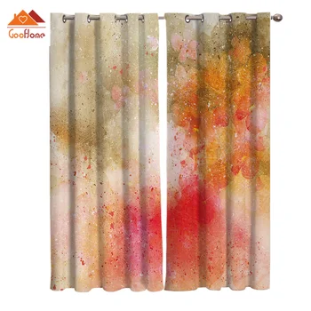 

Watercolor Style Petals Flower Window Curtains Living Room Outdoor Fabric Drapes Curtain Home Decor