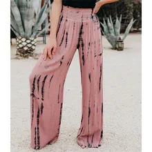 

CHYAOWU0130 Bohemian Tie Dye Loose Wide-leg Beach Outing Pantalones Summer Sunscreen Casual hight waist Women's Pants 2022
