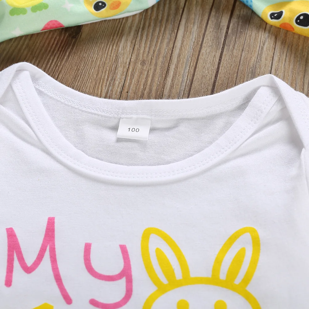 Г. Комбинезон для маленьких девочек с принтом «My 1st Easter»+ штаны+ шапка+ повязка на голову, комплекты из 4 предметов комплект детской одежды