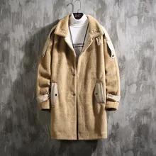 Стиль для мужчин в зимний модный сплошной цвет средней длины плюшевое пальто высокое качество поддержка Прямая поставка