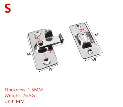 90 градусов нержавеющая сталь Дверная защелка замок Противоугонная фурнитура для шкафа Засов защелка раздвижная дверная Пряжка фурнитура Аксессуары - Цвет: A