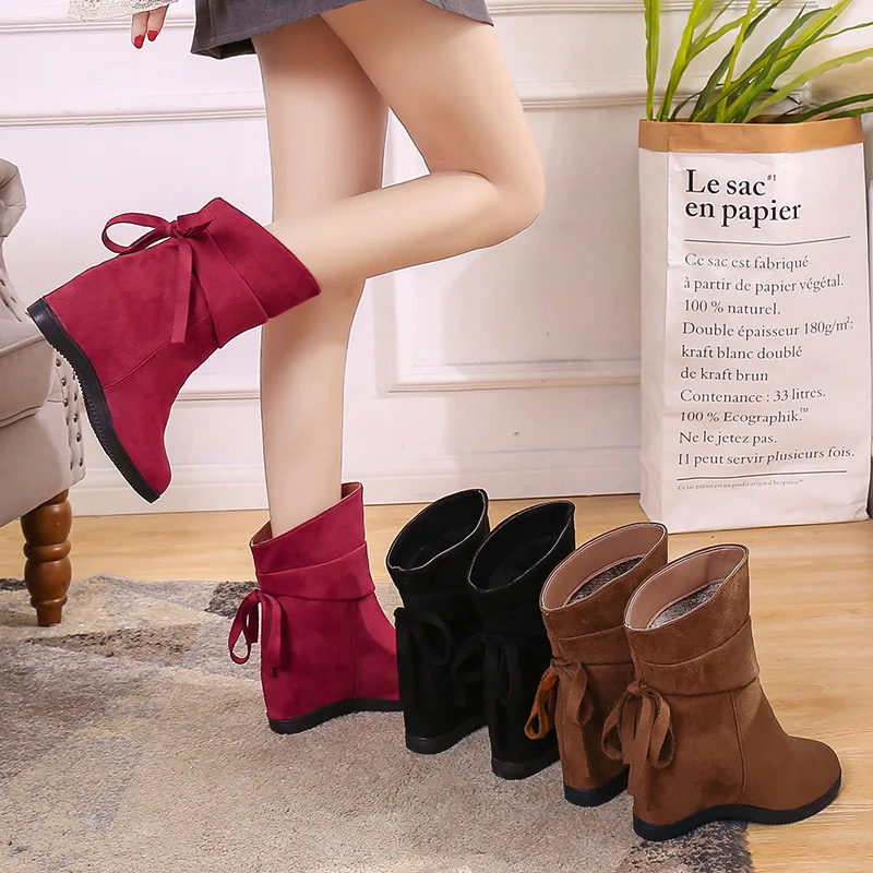 

2019 New Style Elevator Short Boots Women's Fashion Spring And Autumn Suede Martin Boots Women's Korean-style Flat Students Wint
