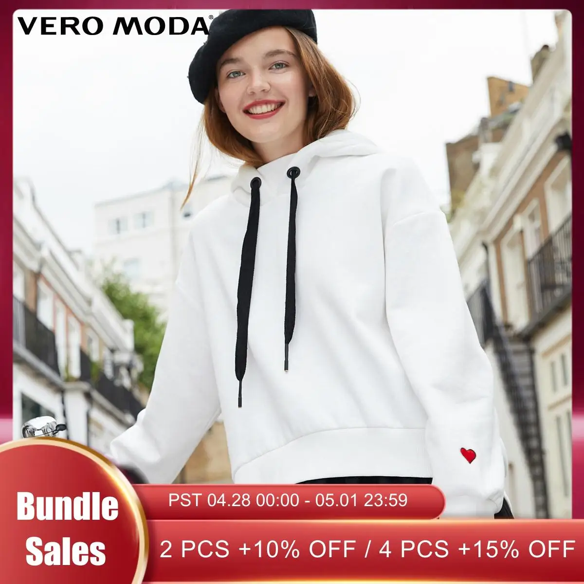

Vero Moda Women's Loose Fit Hooded Drawstring Embroidered Hoodie Sweatshirt | 319133509