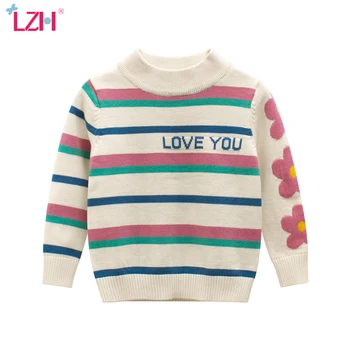 

LZH Children Sweaters 2020 Autumn Winter Toddler Girls Knitting Stripe Sweaters For Girls Soft Tops Kids Warm Pullover Sweaters