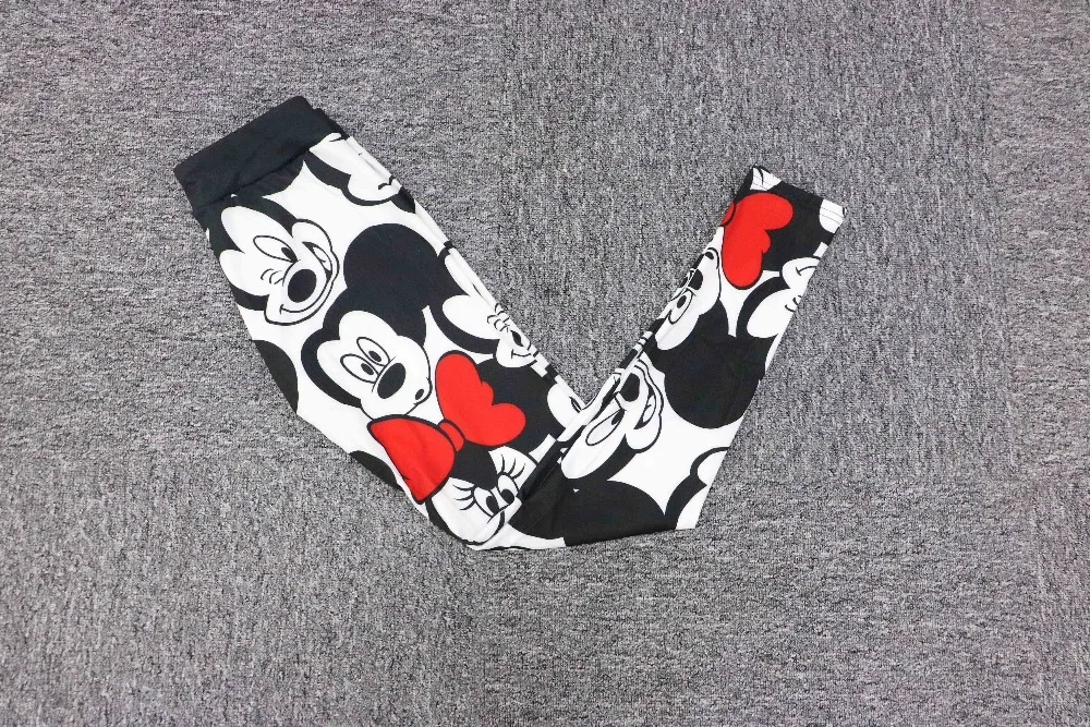 Disney Stretch Pants Mickey Mouse Printed Tight Hip Lift Women Ankle-Length Leggings Fitness High Waist Elastic Push Up Trousers