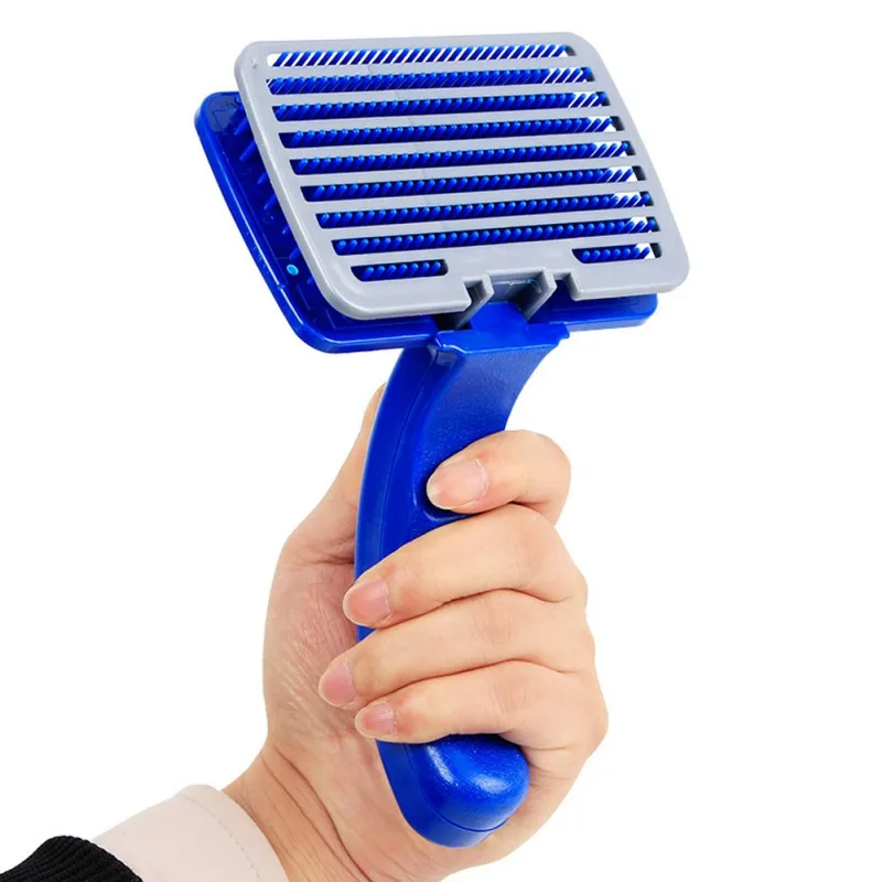 

New Manual Hair Removal Brush Pet Comb Rake for Medium Large Dogs Plastic Push Hair Pet Comb Button Self Cleaning Pet Products