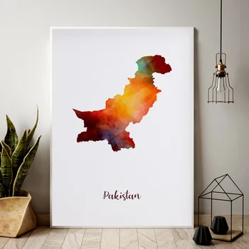 

Pakistan map watercolor Map Modern City Canvas Art Print Wall Pictures for Living Room No Frame