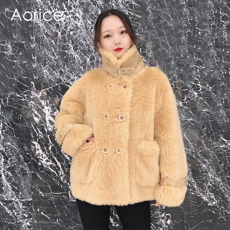 Aorice TX107208 Женская зимняя новая ткань натуральная шерсть мех внутри теплая куртка пальто Женская Классическая куртка, пальто