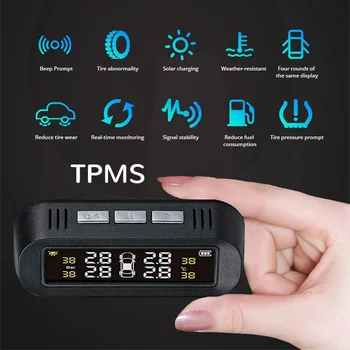

Durable Car Tire Monitoring Anti-Explosion Automobile High Temperature Alarm Wireless Solar Language Alert TPMS Pressure Gauge