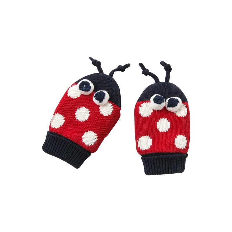 DBM11687-2, dave bella, осенняя одежда для маленьких девочек, красный жаккард, хлопковые шерстяные перчатки, шарф - Цвет: gloves