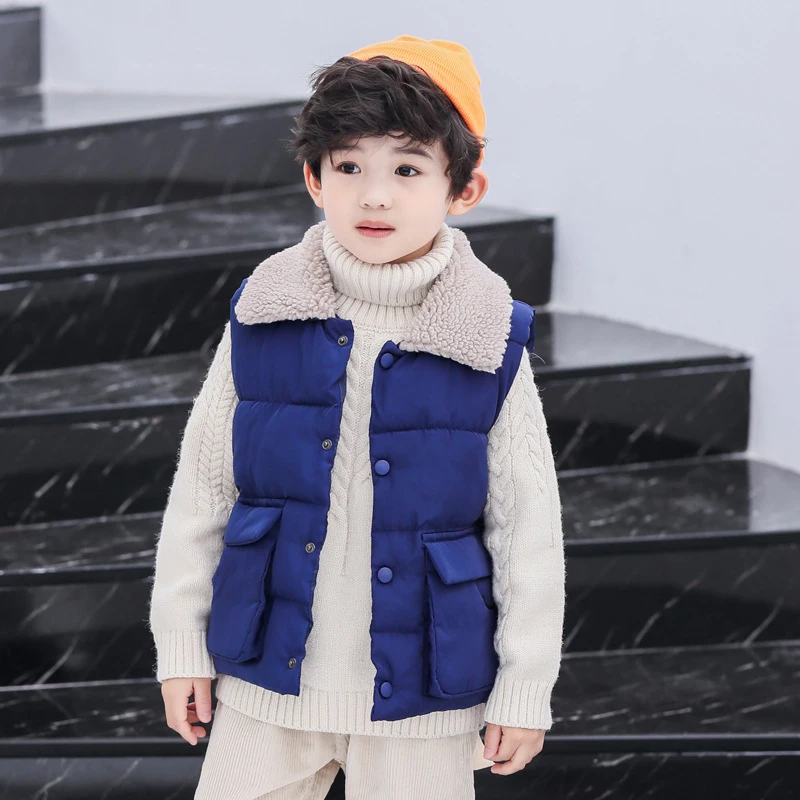 Kids Vest Fur Collar Girls Down Cotton Clothes Colete Infantil Casaco Infantil Menino Baby Boy Vest Kid Jacket Coat