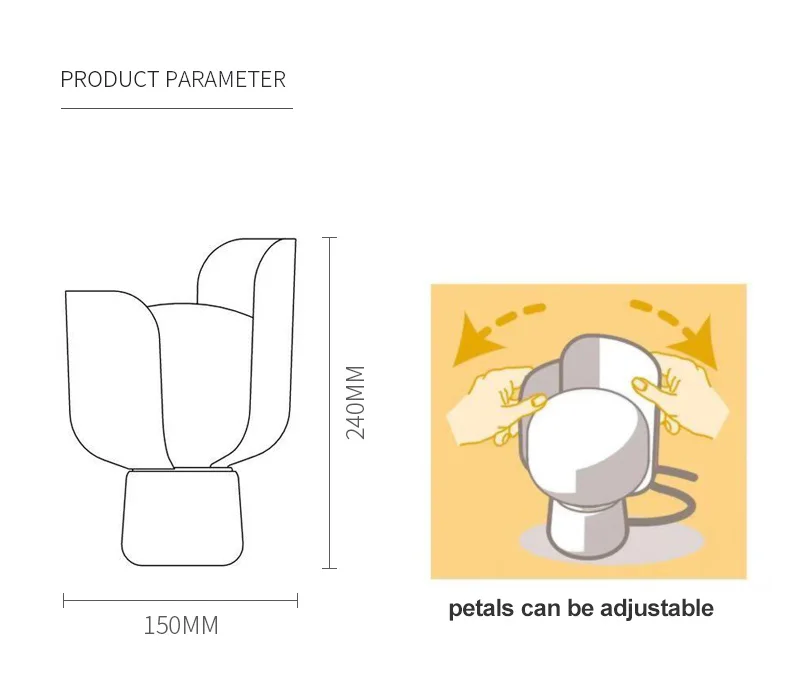 Modern Yellow Petal LED Blom Small Bedside Lamps Wilko For Creative