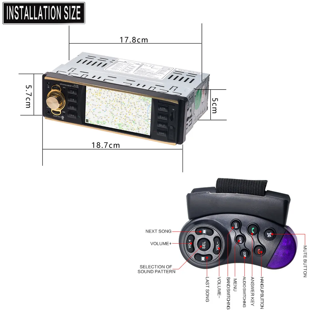 XIAOMI 4019B Автомагнитола 1 Din аудио стерео USB AUX TF карта FM Bluetooth радио станция MP3 плеер+ камера заднего вида пульт дистанционного управления