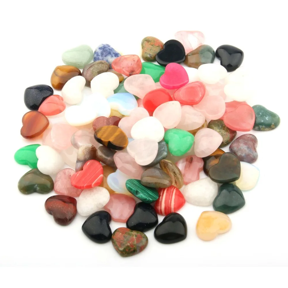 

10/Pack Natural stone heart-shaped stone convex round face 10mm25mm heart-shaped non-porous DIY jewelry ring face