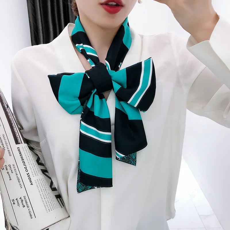 

Long Printed Silk Scarf, Wild Warmth, Double-sided Scarf, Fashion Decorative Ribbon, Printed Retro Scarf