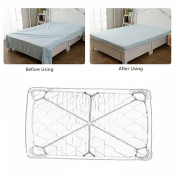 

6 Sides Bed Sheet Clips Black White Adjustable Bed Sheet Straps Fastener Elastic Mattress Clips Straps Sheet Holder Organization