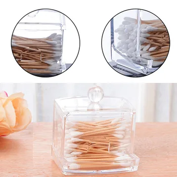 

1PC Transparent Jewelry Box Cotton Swab Box Plastic Cotton Swab Box New Makeup Accessories Convenient Storage Box Practical Tool